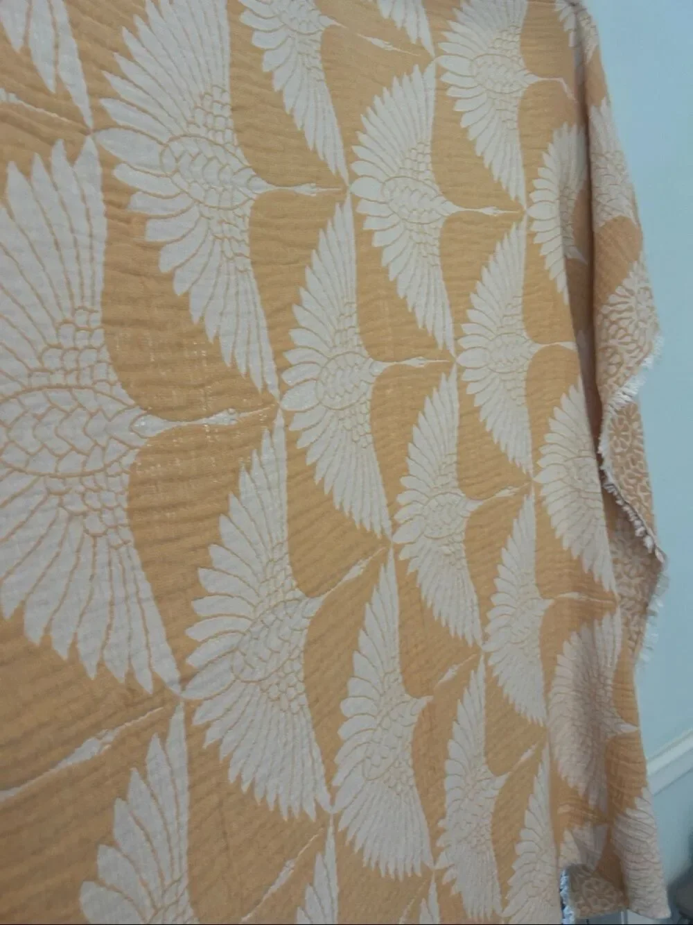 Woven + Quilted Cotton Throw Blanket Indoor Outdoor 55 x 77 Yellow Orange NEW